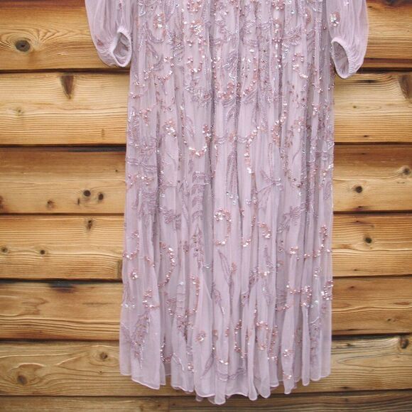 MAC DUGGAL $798 93930 Purple Puff Sleeve Embellished A Line Gown Dress - Picture 9 of 14